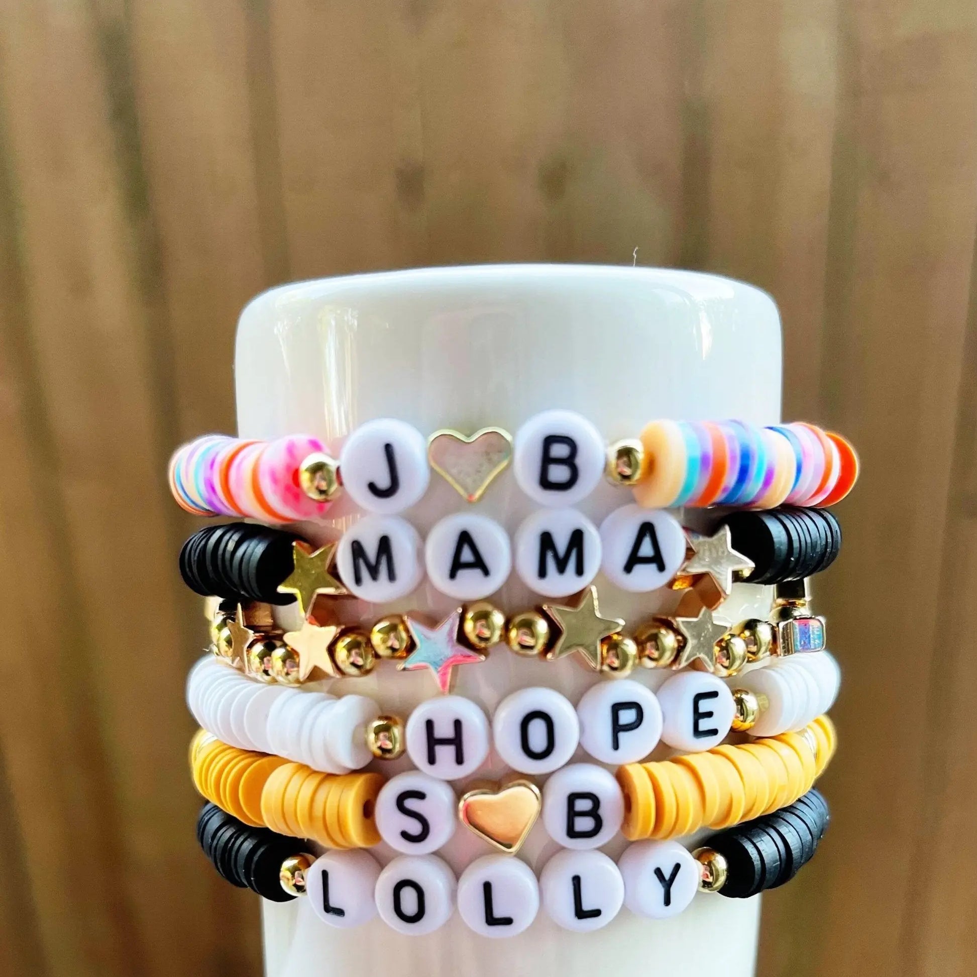 Custom Name Beaded Bracelets • Heishi & Seed | Bliss Bayou