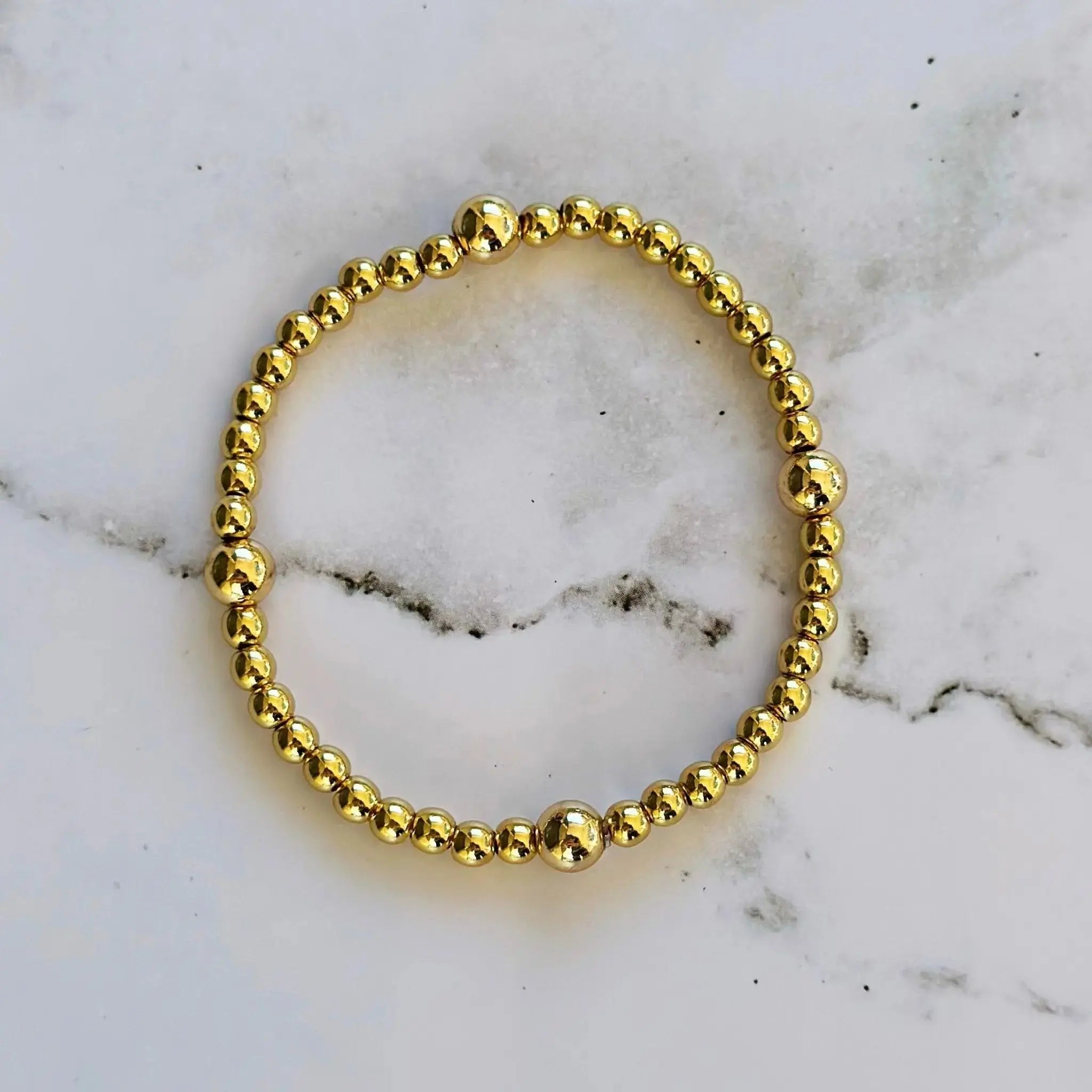 Mixed Size Gold Bead Bracelet | Bliss Bayou