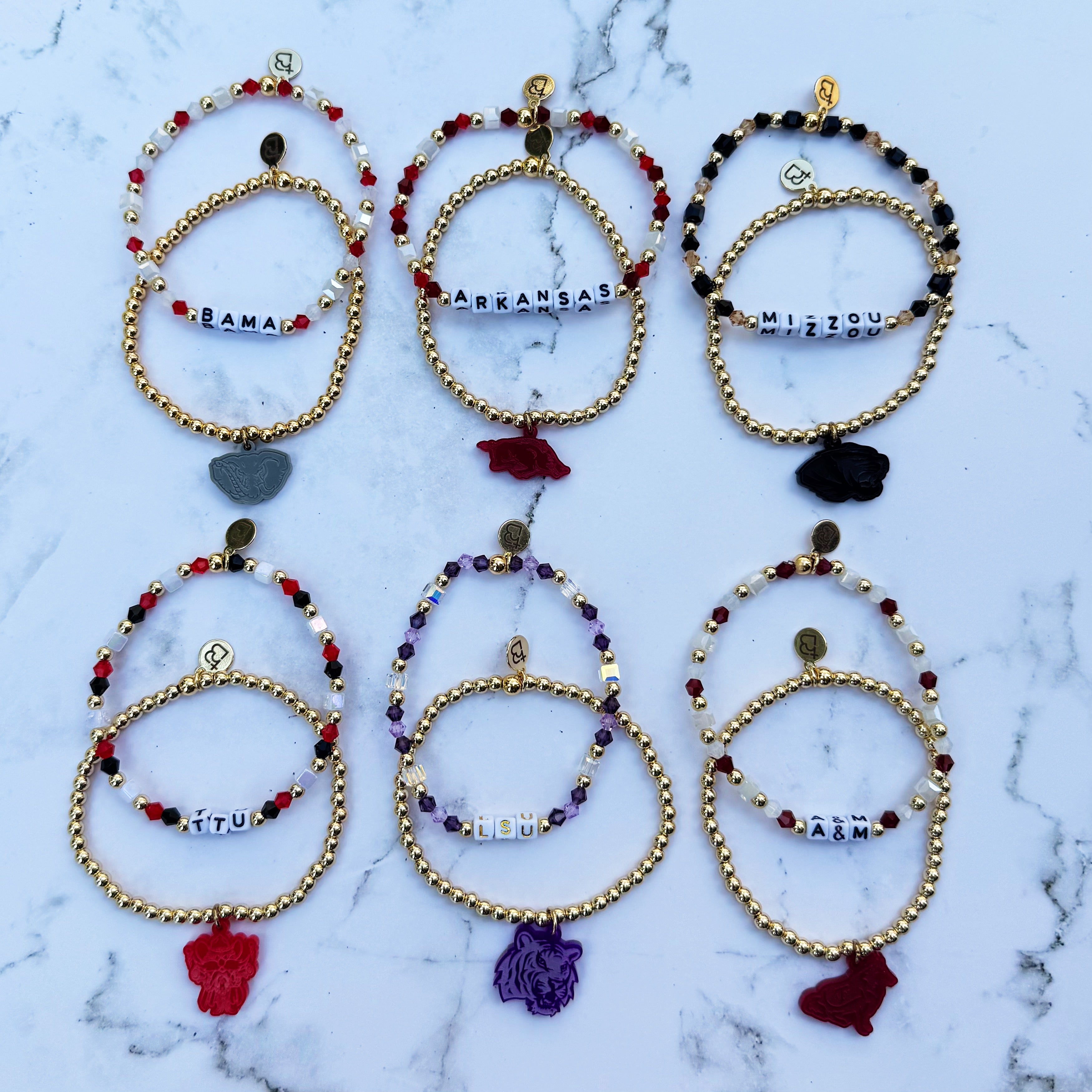 University of Alabama Crystal Bracelet Set  | Bliss Bayou