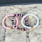 Breast Cancer Awareness Bracelet Set with Monogram | Bliss Bayou