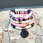 Breast Cancer Awareness Bracelet Set with Monogram | Bliss Bayou