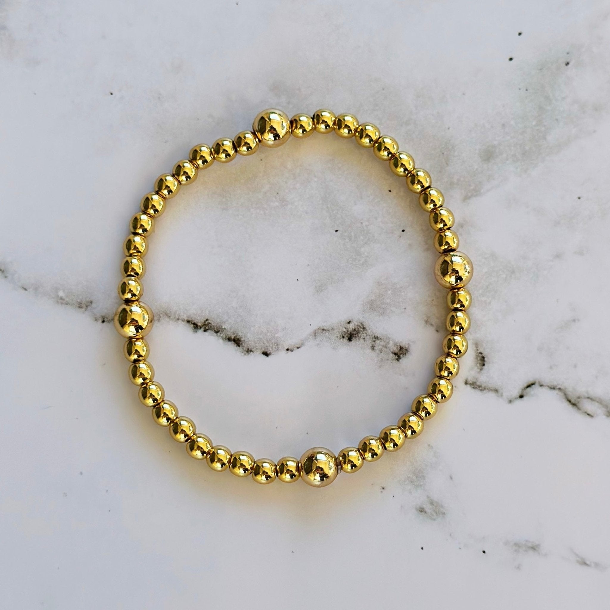 Mixed Size Gold Bead Bracelet | Bliss Bayou