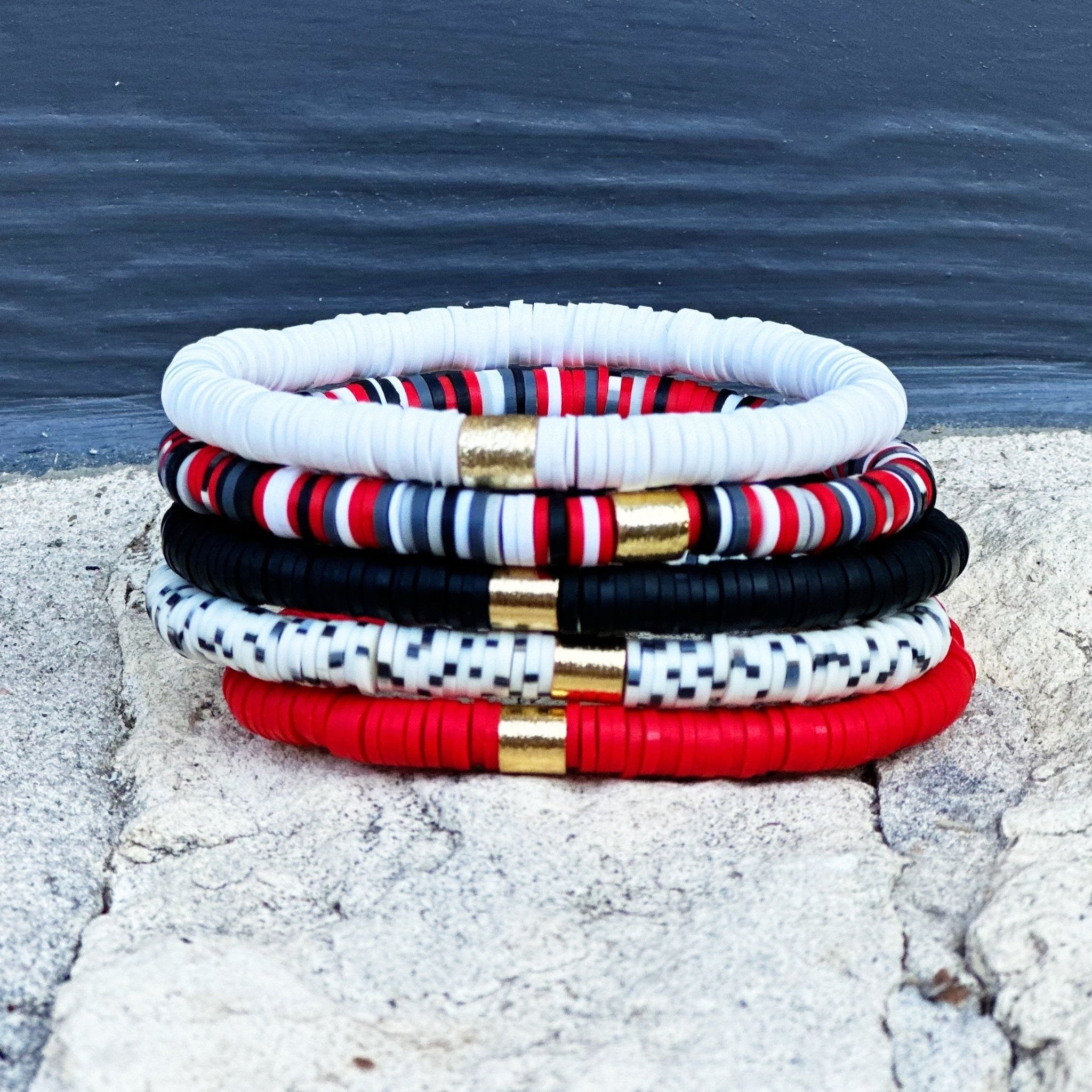 Red & Black Bracelet Set | Bliss Bayou